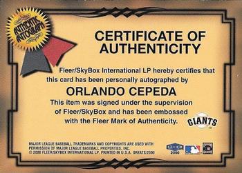 2000 Fleer Greats of the Game - Autographs #NNO Orlando Cepeda Back
