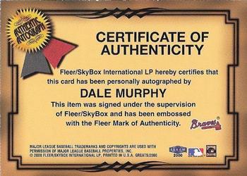 2000 Fleer Greats of the Game - Autographs #NNO Dale Murphy Back