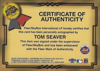 2000 Fleer Greats of the Game - Autographs #NNO Tom Seaver Back