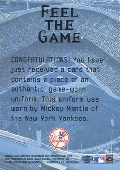 2000 Fleer Greats of the Game - Feel the Game Yankees Clippings #NNO Mickey Mantle Back