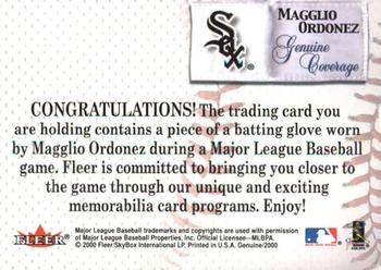 2000 Fleer Impact - Genuine Coverage Batting Gloves #NNO Magglio Ordonez  Back