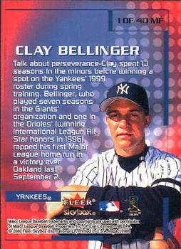 2000 Fleer Impact - Mighty Fine in '99 #1MF Clay Bellinger Back