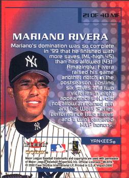 2000 Fleer Impact - Mighty Fine in '99 #21MF Mariano Rivera Back