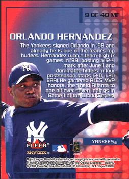 2000 Fleer Impact - Mighty Fine in '99 #9MF Orlando Hernandez Back