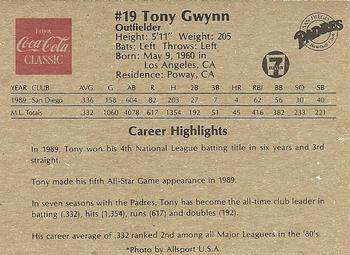 1990 Coca-Cola San Diego Padres #NNO Tony Gwynn Back
