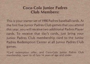1990 Coca-Cola San Diego Padres #NNO San Diego Padres Logo Back