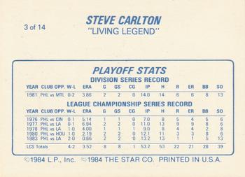 1987 Star Steve Carlton #3 Steve Carlton Back