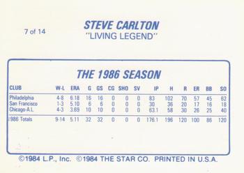 1987 Star Steve Carlton #7 Steve Carlton Back