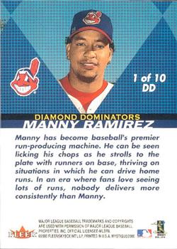 2000 Fleer Mystique - Diamond Dominators #1DD Manny Ramirez  Back