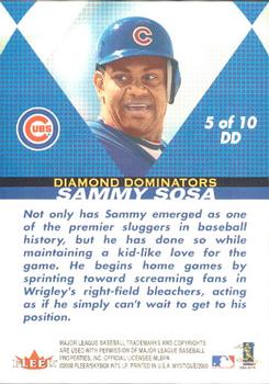 2000 Fleer Mystique - Diamond Dominators #5DD Sammy Sosa  Back