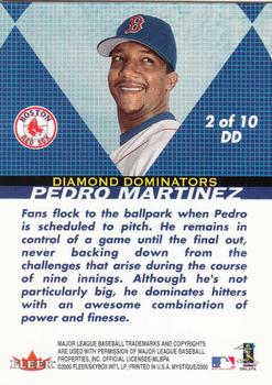 2000 Fleer Mystique - Diamond Dominators #2DD Pedro Martinez  Back