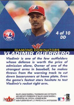 2000 Fleer Mystique - Diamond Dominators #4DD Vladimir Guerrero  Back