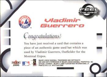 2000 Fleer Mystique - Feel the Game #NNO Vladimir Guerrero Back