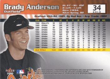 2000 Fleer Mystique - Gold #34 Brady Anderson  Back
