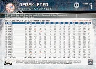 2015 Topps Mini #1 Derek Jeter Back