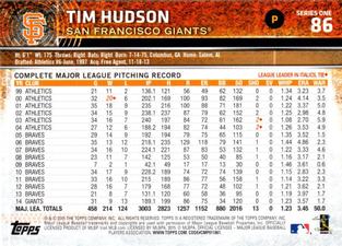 2015 Topps Mini #86 Tim Hudson Back