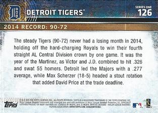 2015 Topps Mini #126 Detroit Tigers Back