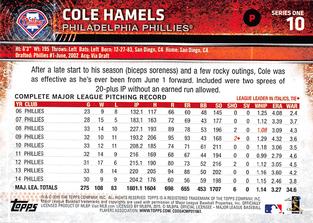 2015 Topps Mini #10 Cole Hamels Back
