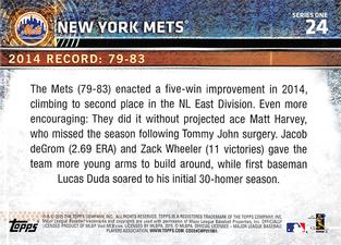 2015 Topps Mini #24 New York Mets Back