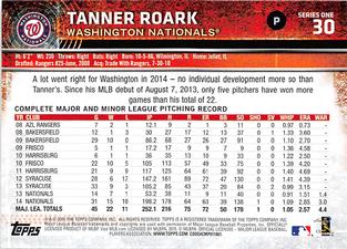2015 Topps Mini #30 Tanner Roark Back