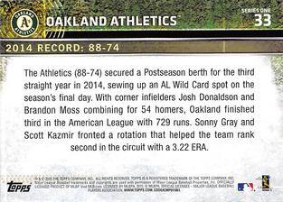 2015 Topps Mini #33 Oakland Athletics Back