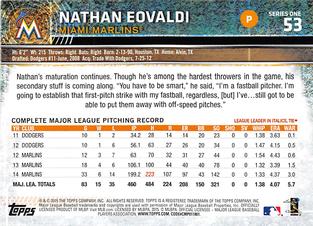 2015 Topps Mini #53 Nathan Eovaldi Back
