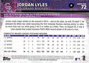 2015 Topps Mini #72 Jordan Lyles Back