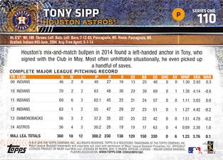 2015 Topps Mini #110 Tony Sipp Back