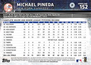 2015 Topps Mini #152 Michael Pineda Back
