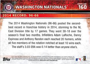 2015 Topps Mini #160 Washington Nationals Back