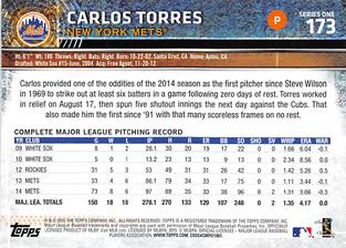 2015 Topps Mini #173 Carlos Torres Back
