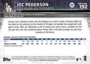 2015 Topps Mini #192 Joc Pederson Back