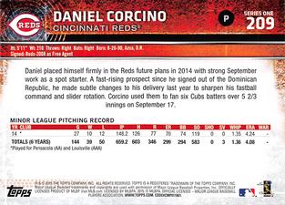 2015 Topps Mini #209 Daniel Corcino Back