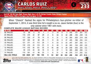 2015 Topps Mini #233 Carlos Ruiz Back