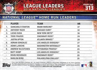 2015 Topps Mini #313 National League Home Run Leaders Back