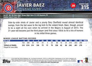 2015 Topps Mini #315 Javier Baez Back