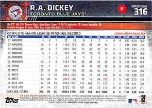 2015 Topps Mini #316 R.A. Dickey Back
