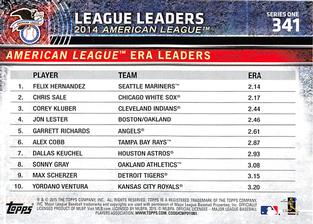 2015 Topps Mini #341 American League Earned Run Average Leaders Back