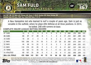 2015 Topps Mini #367 Sam Fuld Back