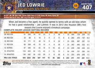 2015 Topps Mini #407 Jed Lowrie Back