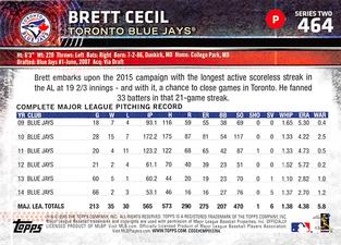 2015 Topps Mini #464 Brett Cecil Back