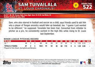 2015 Topps Mini #522 Sam Tuivailala Back