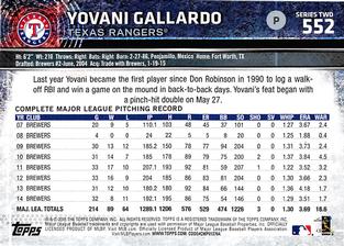 2015 Topps Mini #552 Yovani Gallardo Back