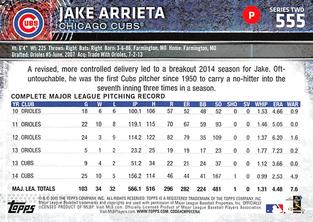 2015 Topps Mini #555 Jake Arrieta Back
