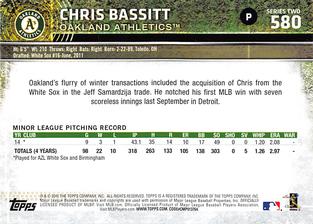 2015 Topps Mini #580 Chris Bassitt Back