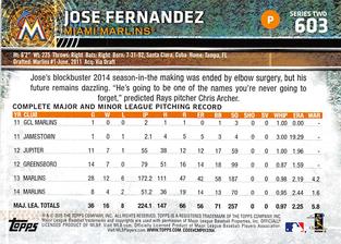 2015 Topps Mini #603 Jose Fernandez Back