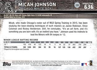 2015 Topps Mini #636 Micah Johnson Back
