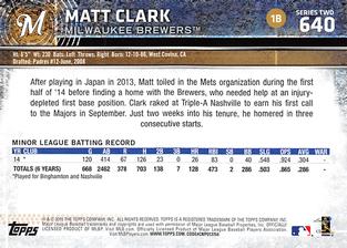 2015 Topps Mini #640 Matt Clark Back