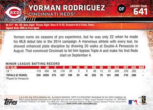 2015 Topps Mini #641 Yorman Rodriguez Back