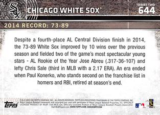 2015 Topps Mini #644 Chicago White Sox Back